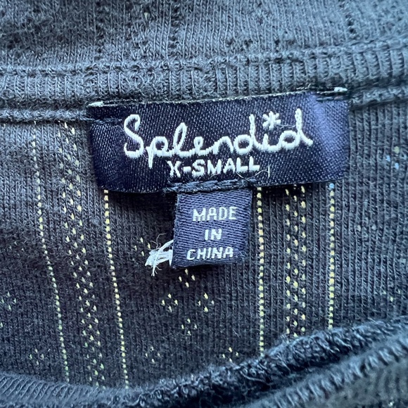 Splendid Navy Blue Como Pointelle T-Shirt XS - Picture 9 of 12